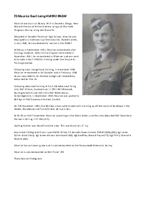 A preview of a PDF biography for Laing, Maurice Basil